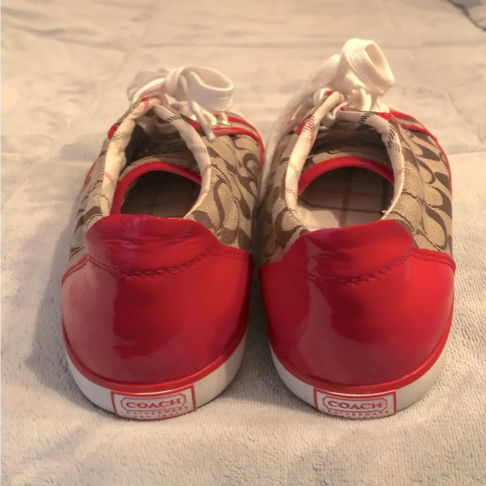 Coach Jacquard Red Accent Sneakers Size 9 - Picture 3 of 4